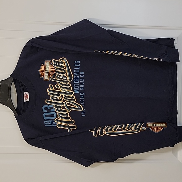 Harley-Davidson Vintage Men's Black Long Sleeve Shirt Colorado Size Medium - Picture 9 of 9